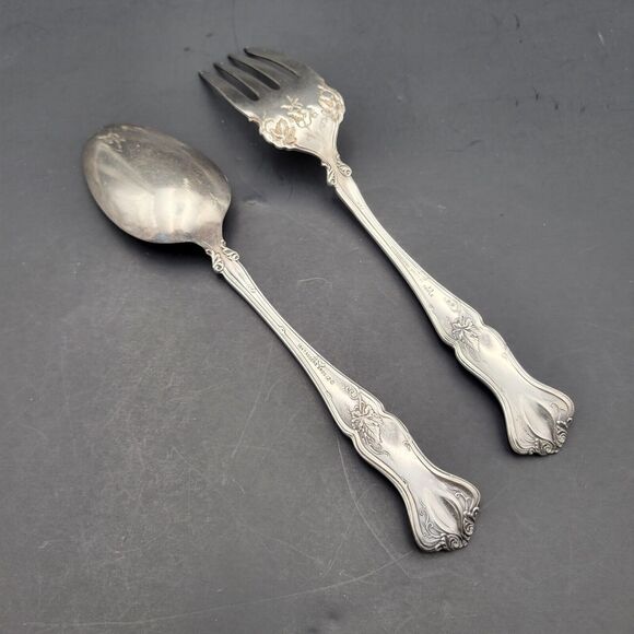 1847 Rogers Bros. Silverplated Vintage Pattern Grape Salad Serving Set - Picture 6 of 8